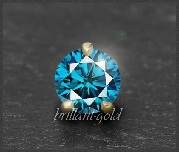 Brillant 585 Gold Anhänger 0,35ct; blau, Si1-2